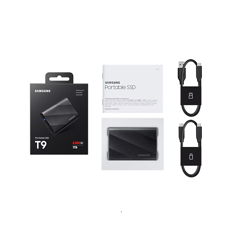 Твердотельный диск 1TB Samsung Т9 Portable MU-PG1T0B/WW, V-NAND, USB 3.2 Gen 2х2 Type-C  [R/W - 2000