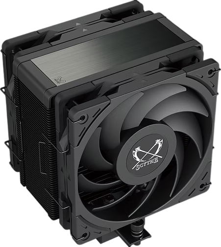 Кулер для процессора/ CPU Cooler Scythe Kotetsu Mark 4 DBE (200W, 4-pin PWM, 155mm, Al/Cu, 4x6mm, 2x120mm, 60.29CFM, 26.88dBA, 2000RPM, S: 1851/1700/1200/115X, AM5/AM4, black)