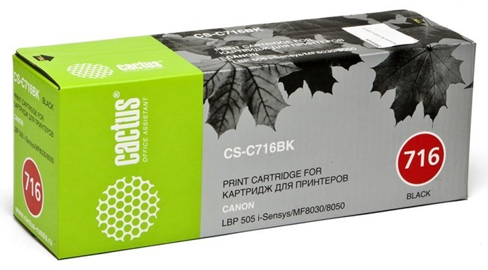 Картридж лазерный Cactus CS-C716BK 716 BK черный (2300стр.) для Canon i-Sensys MF8030/MF8030cn/MF805