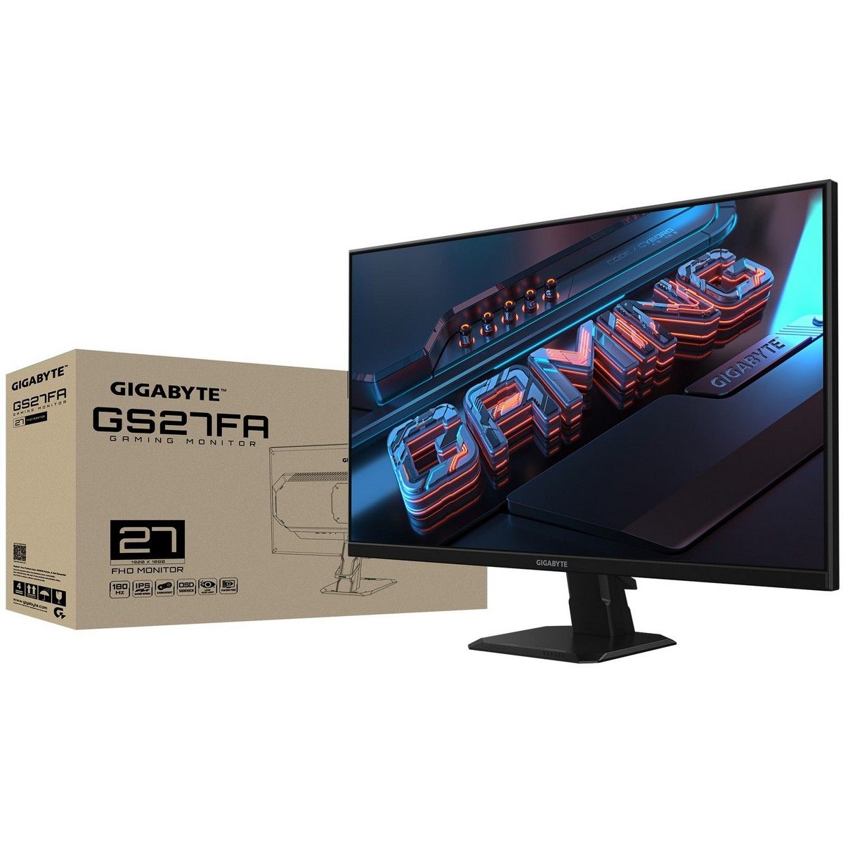Монитор 27" Gigabyte GS27FA EK Black ( SS IPS, 180Hz, 1ms, 1920x1084, 1000:1, 105% sRGB, 2xHDMI