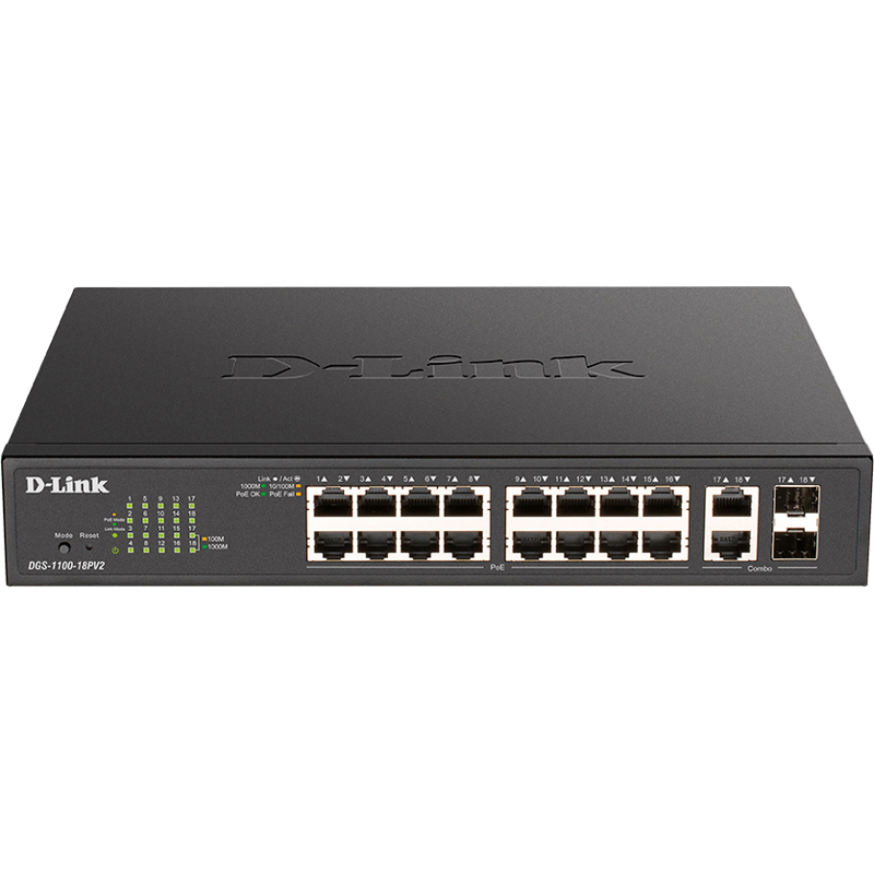 Коммутатор D-Link Настраиваемый L2 коммутатор с 16 портами 10/100/1000Base-T и 2 комбо-портами 1000B