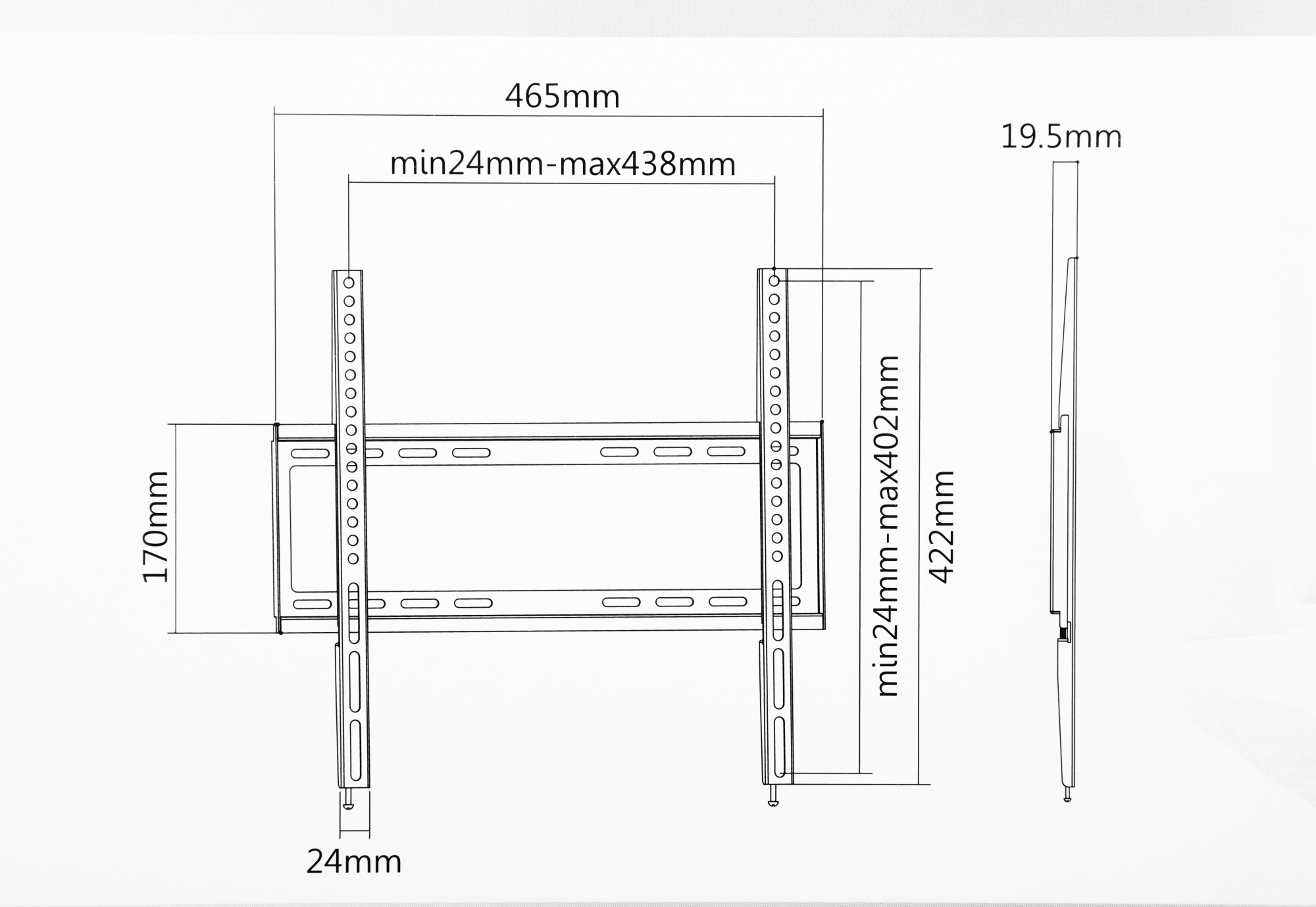 Кронштейн для телевизора Ultramounts UM812F черный 32"-55" макс.35кг настенный фиксированный