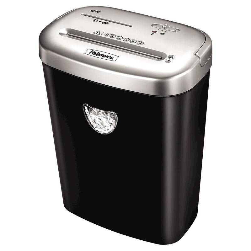 Шредер Fellowes PowerShred 53С черный/серый (секр.P-4) фрагменты 10лист. 23лтр. скрепки скобы пл.кар