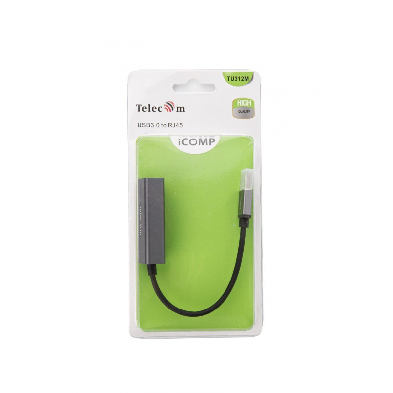 Кабель-переходник USB 3.0 (Am) --> LAN RJ-45 Ethernet 1000 Mbps, Aluminum Shell,Telecom <TU312M>
