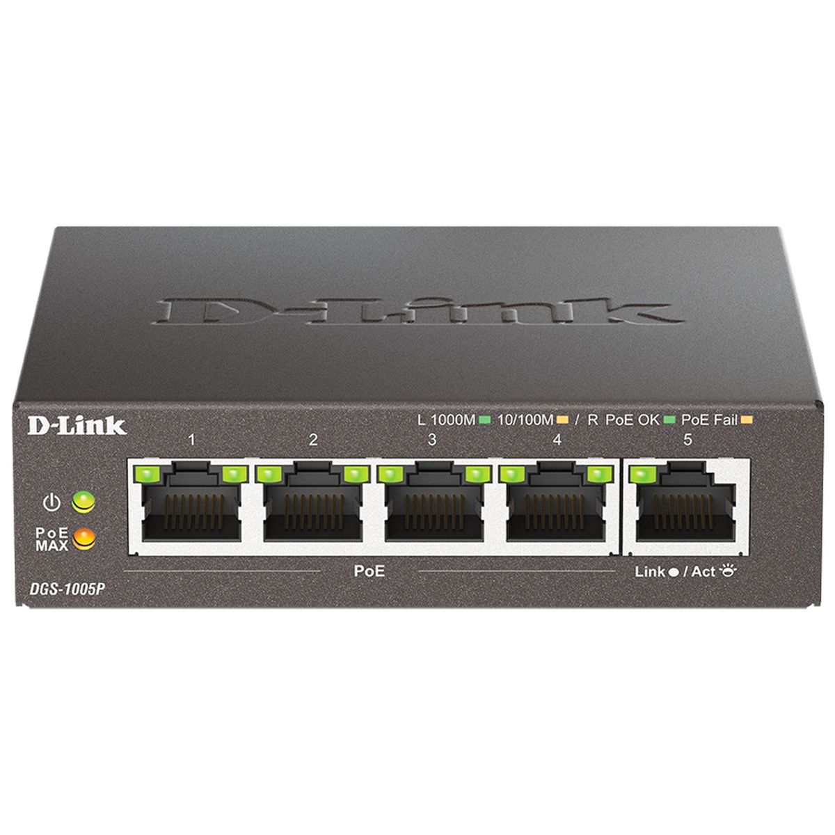 Коммутатор D-Link DGS-1005P DGS-1005P/B3A (L2) 5x1Гбит/с 4PoE 60W неуправляемый