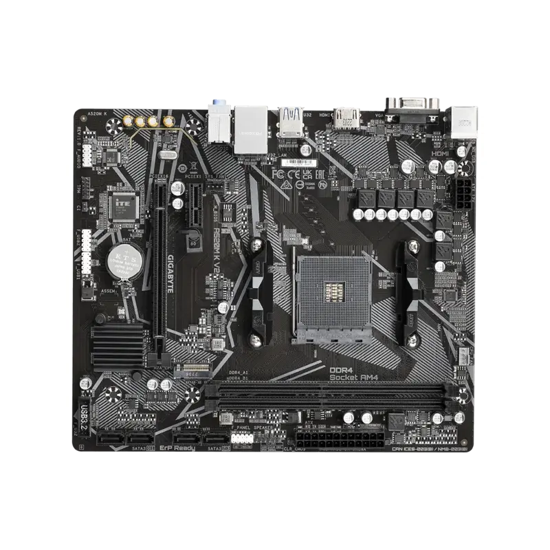 Материнская плата Gigabyte A520M K V2 Soc-AM4 AMD A520 2xDDR4 mATX AC`97 8ch(7.1) GbLAN RAID+VGA+HDM