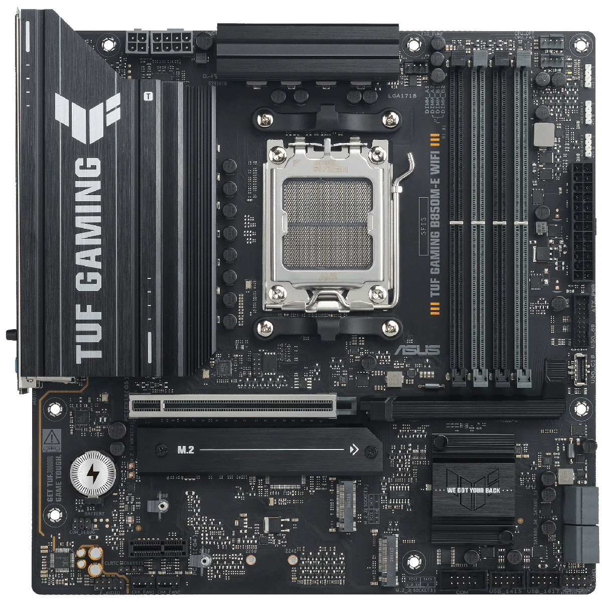 Материнская плата Asus TUF GAMING B850M-E WIFI Socket AM5 AMD B850 4xDDR5 mATX AC`97 8ch(7.1) 2.5Gg 