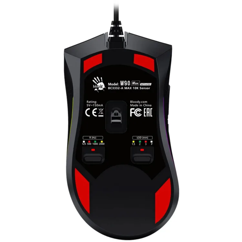 Мышь A4Tech Bloody W90 Max черный оптическая 10000dpi USB 7but (W90 MAX ( STONE BLACK))