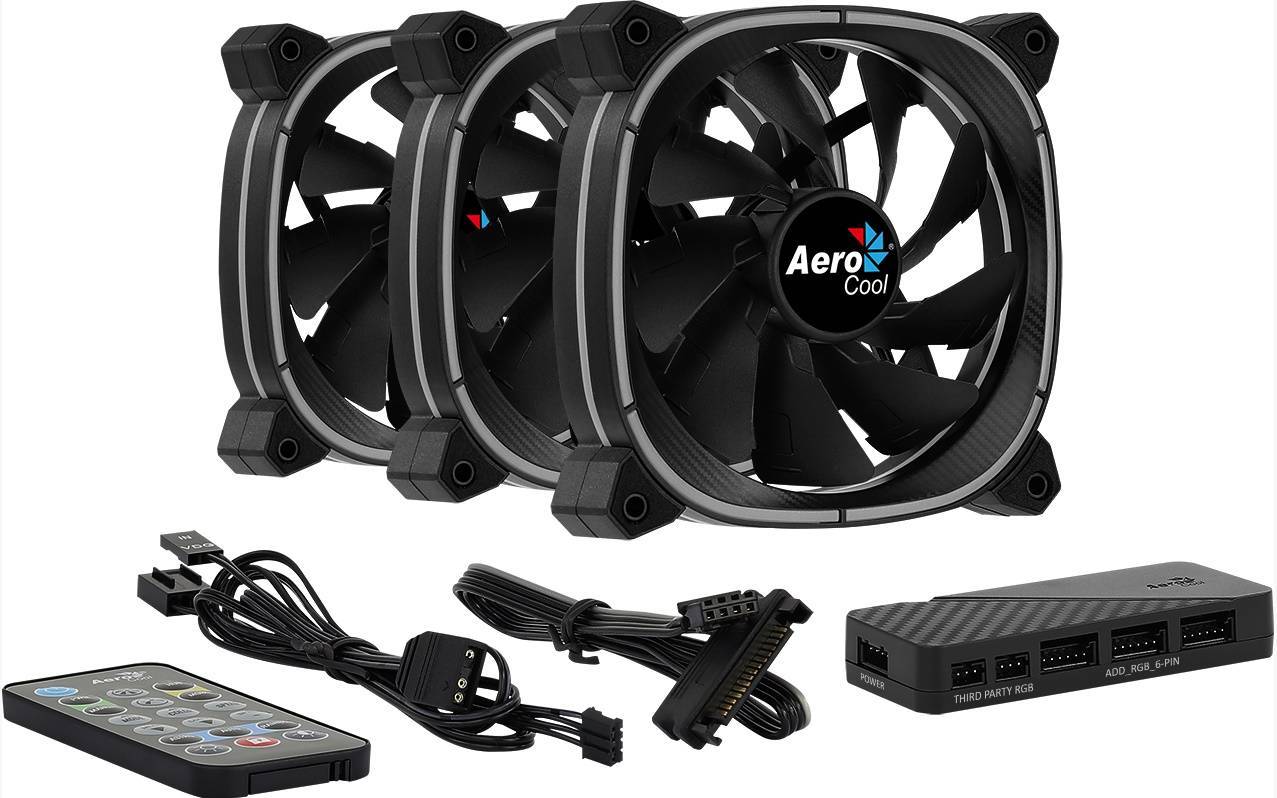 Вентилятор Aerocool Astro 12 Pro (3x120мм, 17.5dB, 1000rpm, 6 pin, подсветка+ пульт) RTL