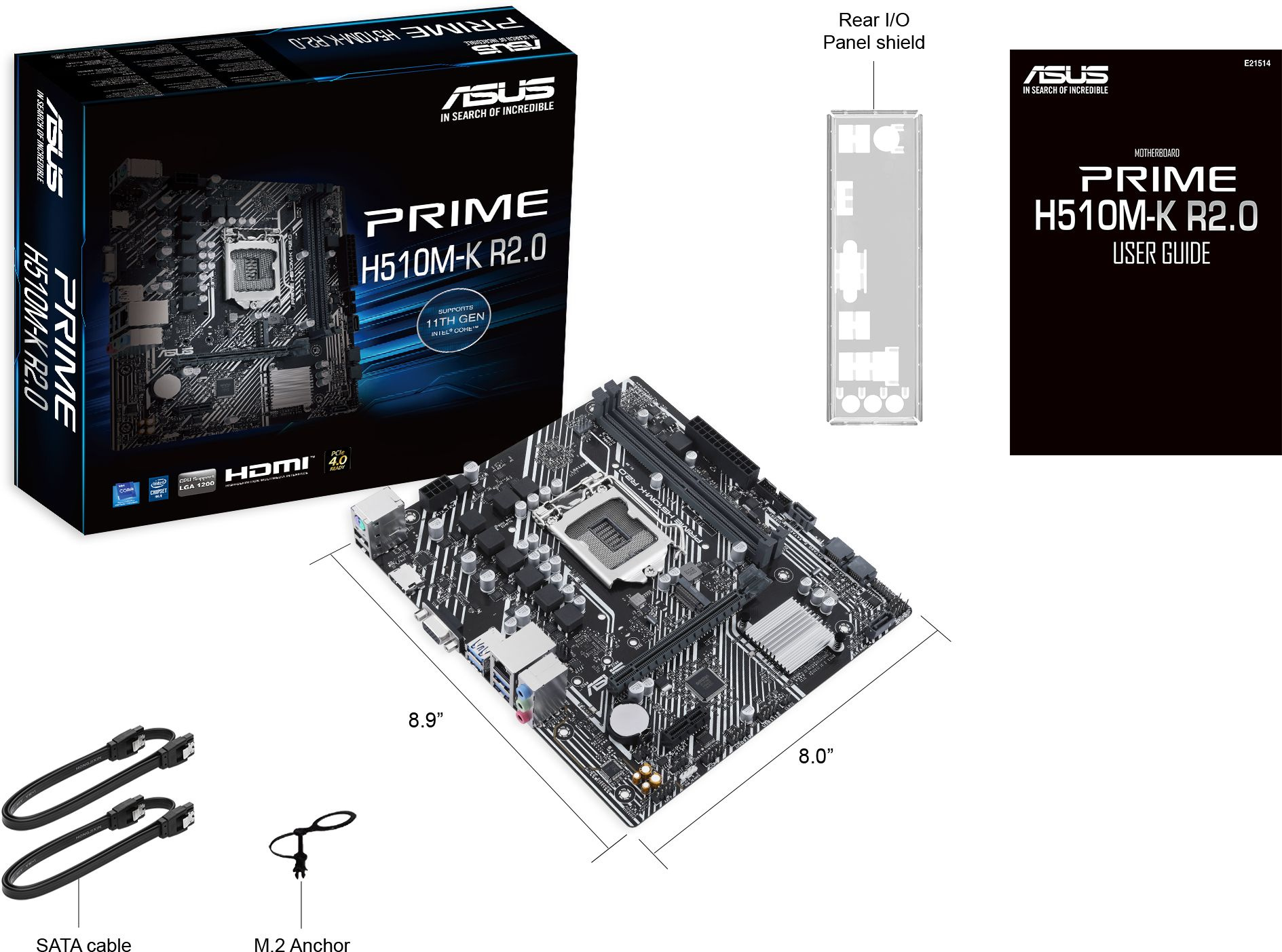 Материнская плата Asus PRIME H510M-K R2.0 Soc-1200 Intel H470 2xDDR4 mATX AC`97 8ch(7.1) GbLAN+VGA+H