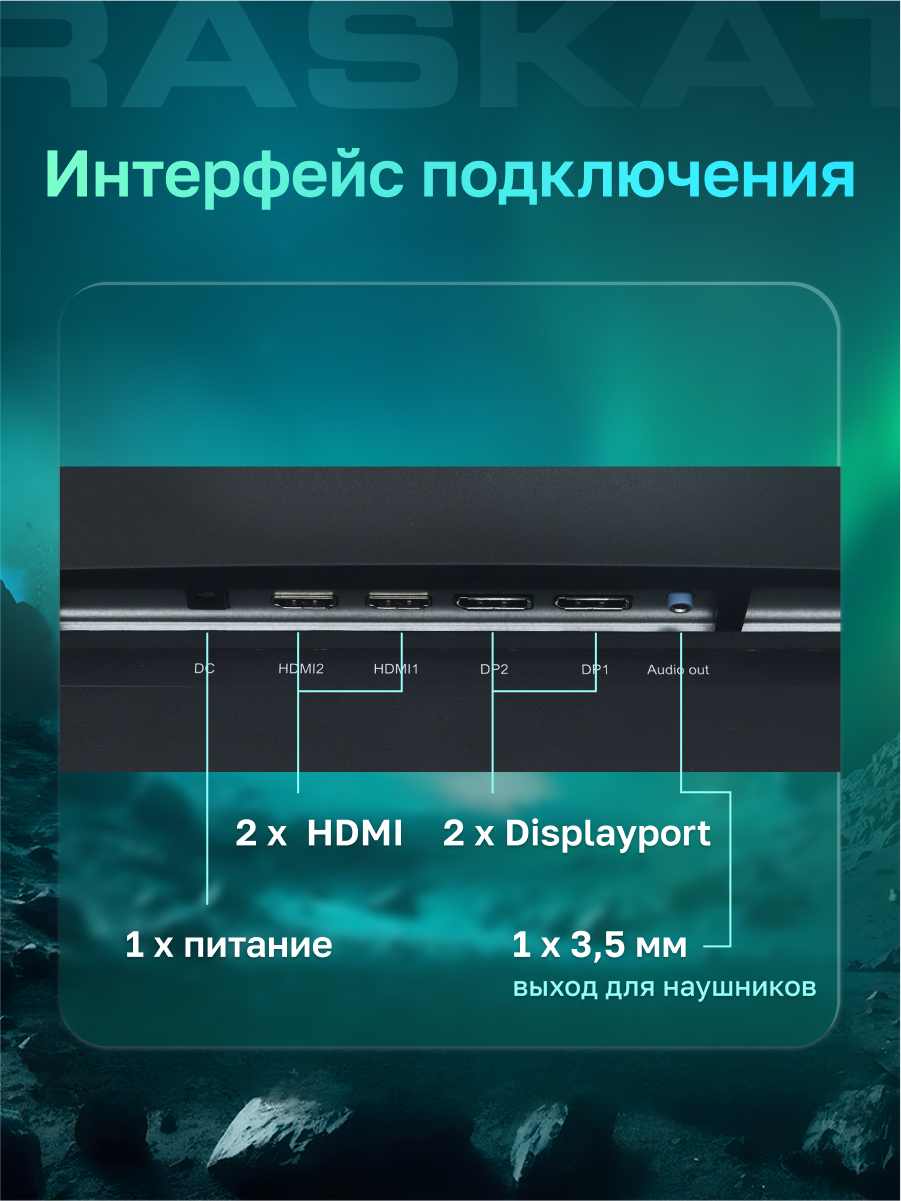 Монитор Raskat 32" I32U6D (IPS, 3840×2160, HDMI+DP+Audio output, 5 ms, 178°/178°, 1000:1, 60Hz,