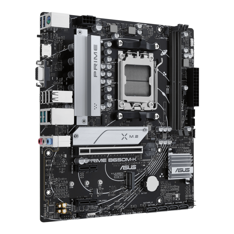 Материнская плата ASUS PRIME B650M-K, Socket AM5, AMD B650, 2xDDR5, 4xSATA, 2xM.2, 1xPCIe 4.0 x16, 2