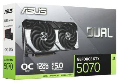 Видеокарта Asus PCI-E 5.0 DUAL-RTX5070-O12G NVIDIA GeForce RTX 5070 12Gb 192bit GDDR7 2542/28000 HDM