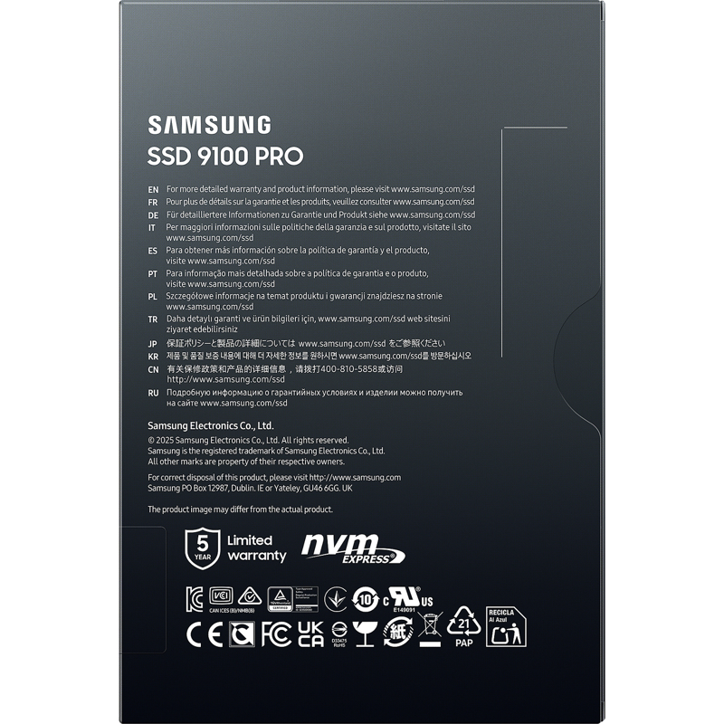 Накопитель SSD Samsung PCIe 5.0 x4 4TB MZ-VAP4T0BW 9100 PRO M.2 2280