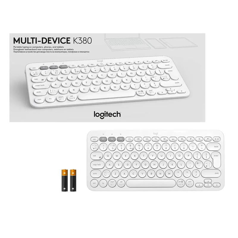 Клавиатура Logitech K380 белый беспроводная BT (920-009589)