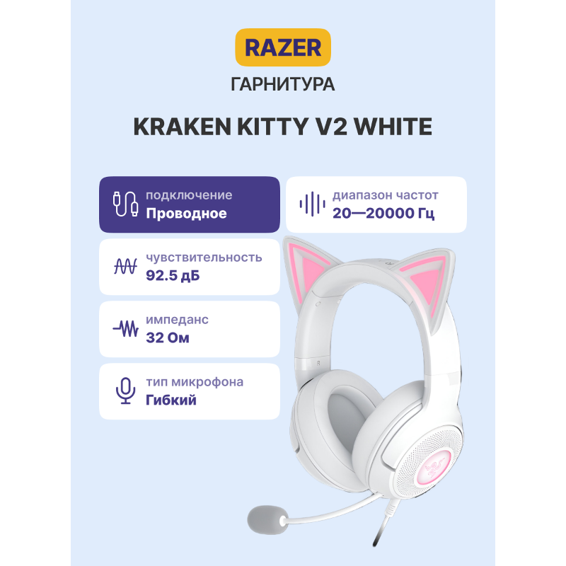 Гарнитура Razer Kraken Kitty V2 - White Headset