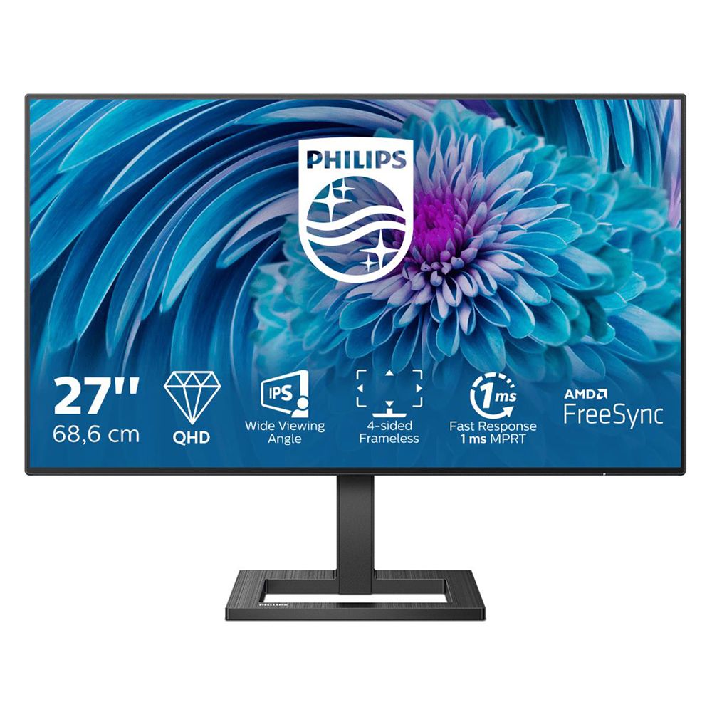 Монитор Philips 27" 275E2FAE (00/01) Black (IPS, 2560x1440, HDMI+DP, 1 ms, 178°/178°, 350 cd/m,