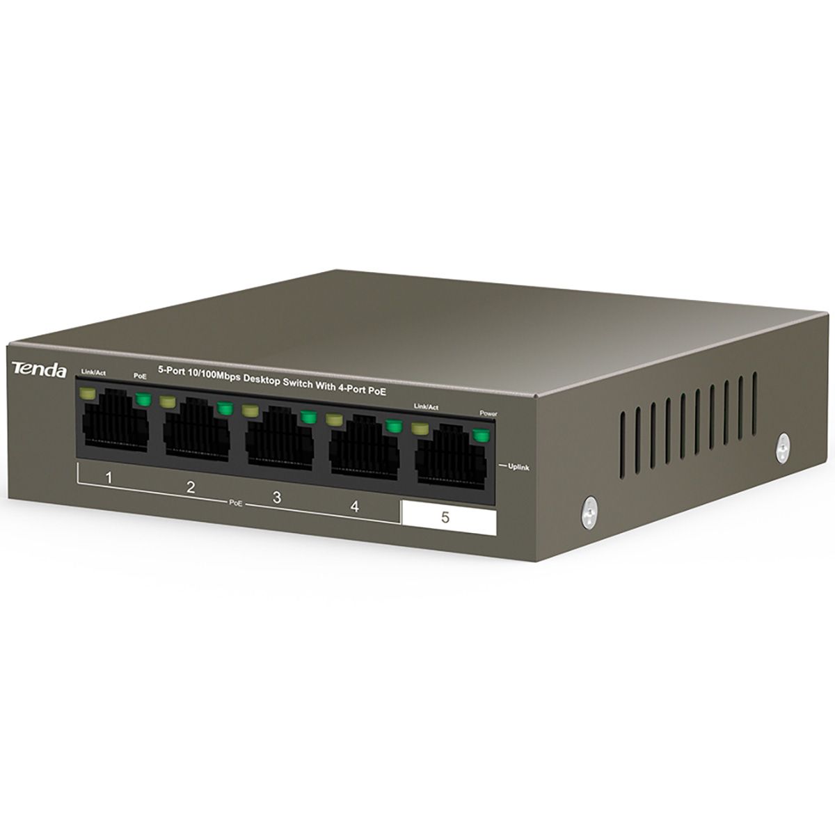 Коммутатор Tenda TEF1105P-4-38W (L2) 5x100Мбит/с 4PoE 35W неуправляемый