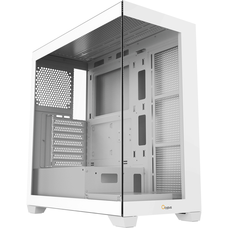 Корпус Ocypus Gamma C72 WH, Midi-Tower, TG, no fans, 2xUSB-A 2.0 + 1xUSB-A 3.0, ATX, mATX, mITX Whit