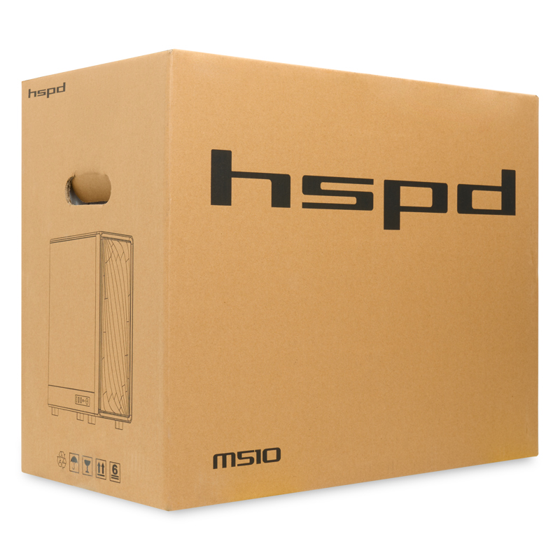 Корпус HSPD M510, Mesh Mid Tower, Black, TG, 0.5 SPCC, no fans ATX, mATX, mITX 180/280/160mm 1x2.5",
