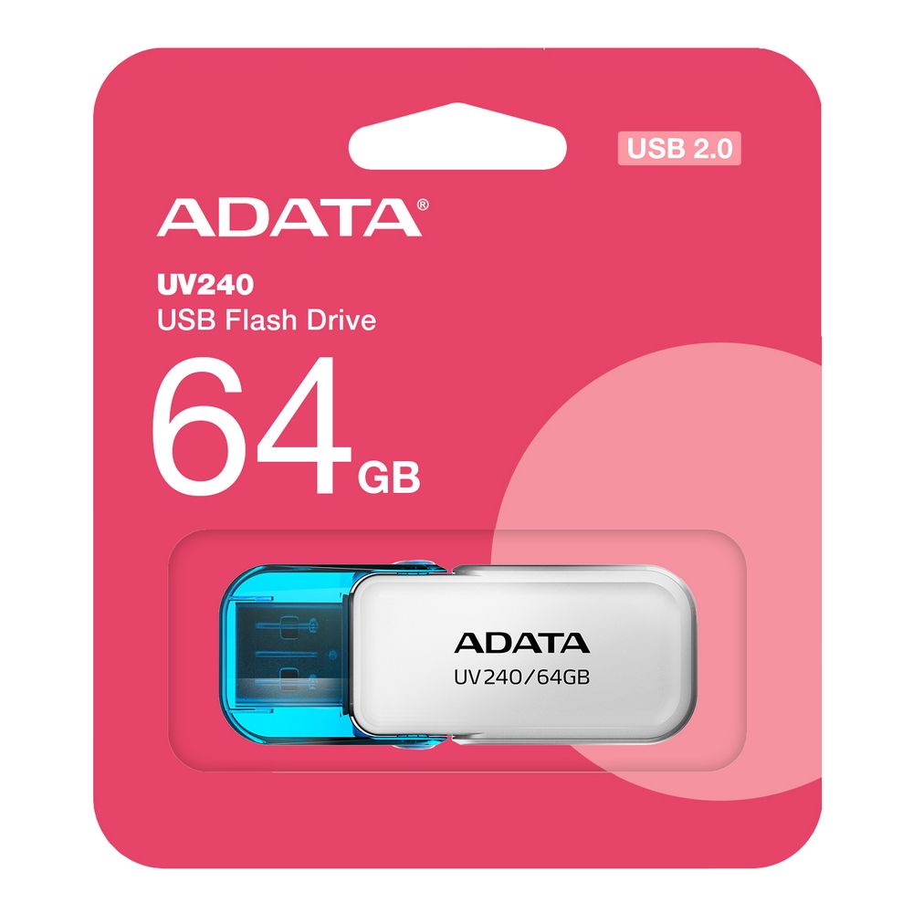 Флеш Диск A-Data 64GB UV240 AUV240-64G-RWH USB2.0 белый/голубой