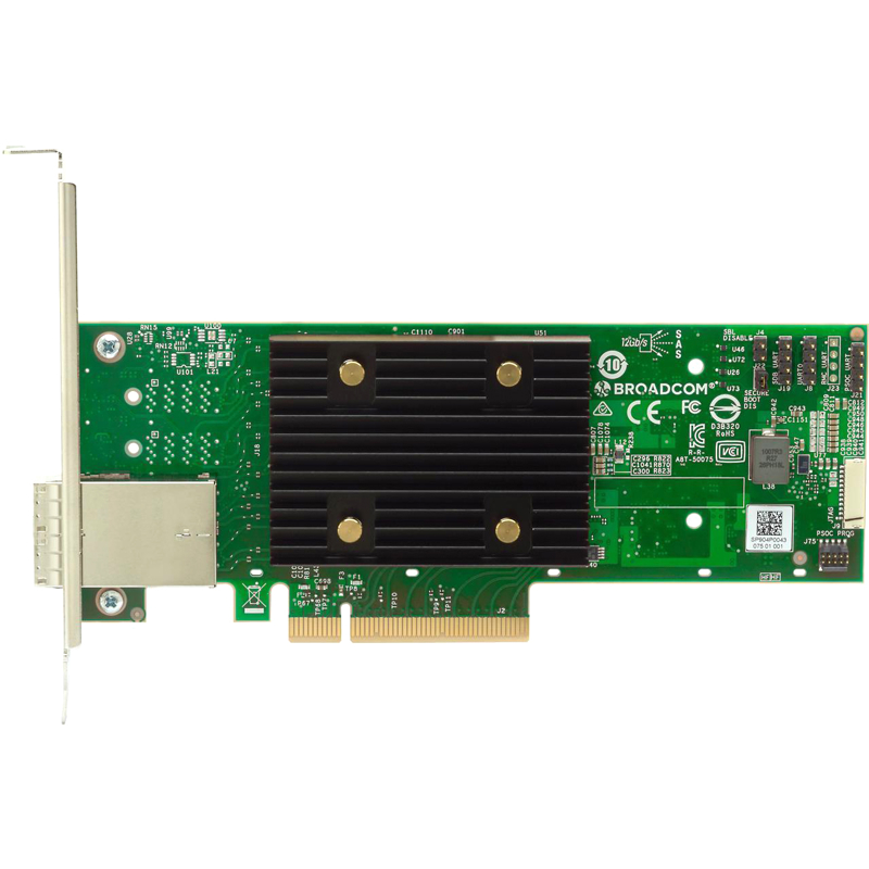 HBA-адаптер Broadcom SAS 9500-8e SGL (05-50075-01) PCIe Gen4 x8 LP, Tri-Mode SAS/SATA/NVMe 12G HBA, 