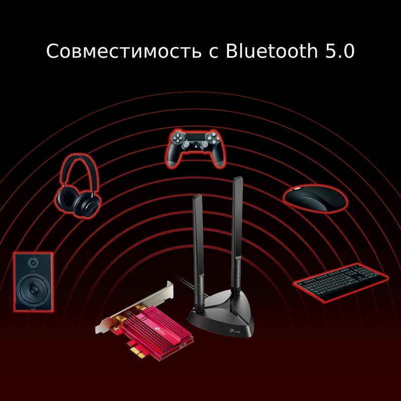 Сетевой адаптер Wi-Fi + Bluetooth TP-LINK Archer TX3000E (AX3000, PCI Express, Bluetooth 5.3, 802.11
