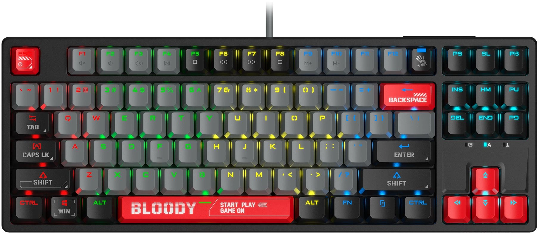 Клавиатура A4Tech S87 Energy механическая черный USB for gamer LED (S87 USB ENERGY RED) кабель 1.8м
