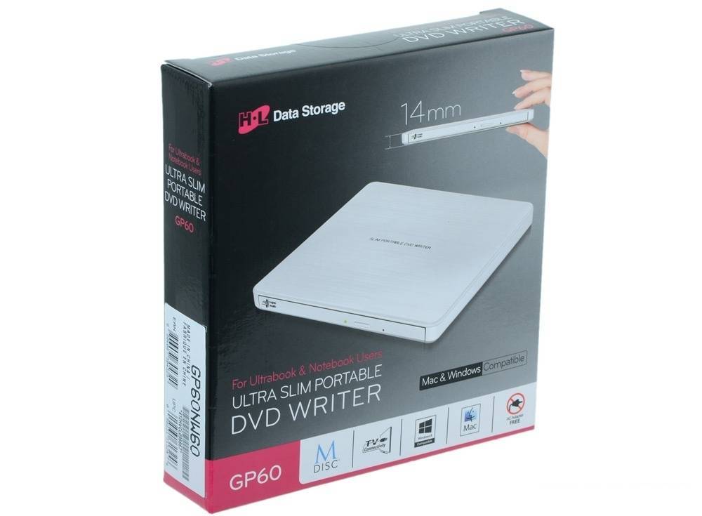 Привод DVD-RW LG GP60NW60 белый USB ultra slim внешний RTL