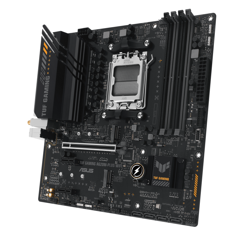 Материнская плата Asus TUF GAMING A620M-PLUS WIFI Socket AM5 AMD A620 4xDDR5 mATX AC`97 8ch(7.1) 2.5