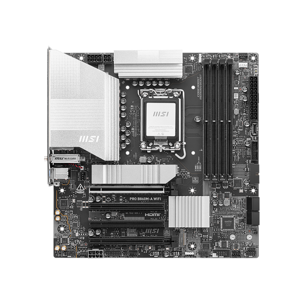 Материнская плата MSI PRO B860M-A WIFI Soc-1851 Intel B860 4xDDR5 mATX AC`97 8ch(7.1) 5Gigabit RAID+