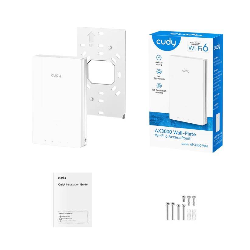 Точка доступа Wi-Fi CUDY AX3000 Gigabit Wall-Plate Wi-Fi 6 Access Point AX3000 Dual Band Wi-Fi 6 Wal