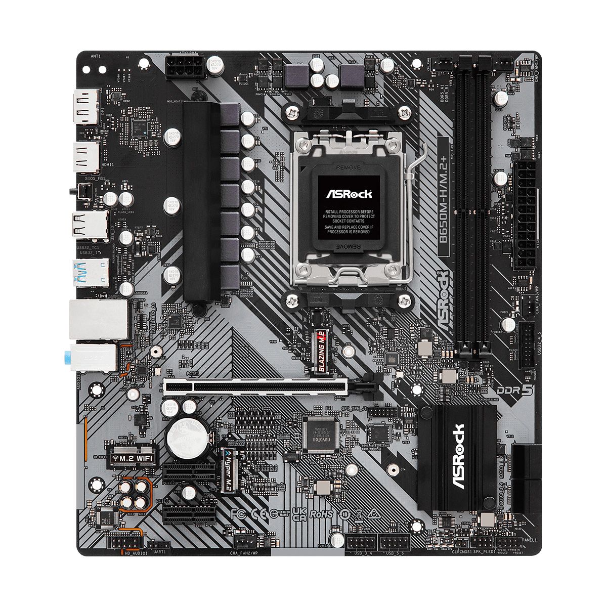 Материнская плата Asrock B650M-H/M.2+ Socket AM5 AMD B650 2xDDR5 mATX AC`97 8ch(7.1) GbLAN RAID+HDMI