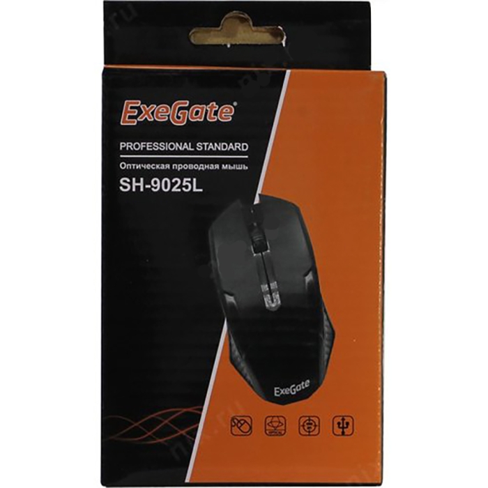 EX264097RUS мышь ExeGate SH-9025L (USB, оптическая, 1000dpi, 3 кнопки и колесо прокрутки, длина кабе