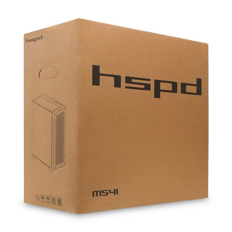Корпус HSPD M541, Mesh Mid Tower, Black, TG, 0.7 SPCC, no fans, ATX, mATX, mITX, 170/405/210mm, 2x2.