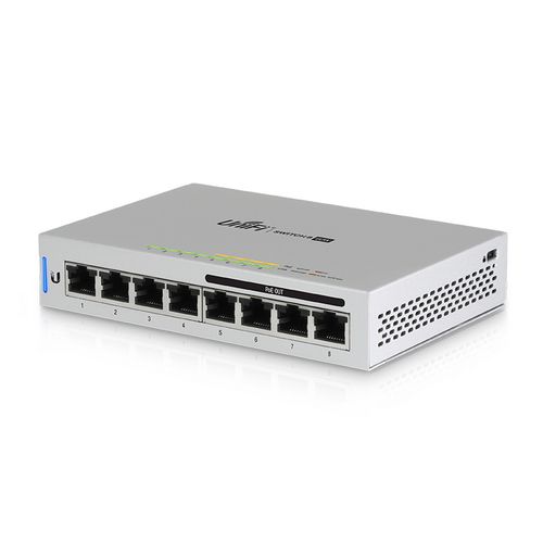 Коммутатор Ubiquiti UniFi Switch 8-60W |US-8-60W| PoE-коммутатор, 8х 1G RJ45, раздача 15.4 Вт, (0261