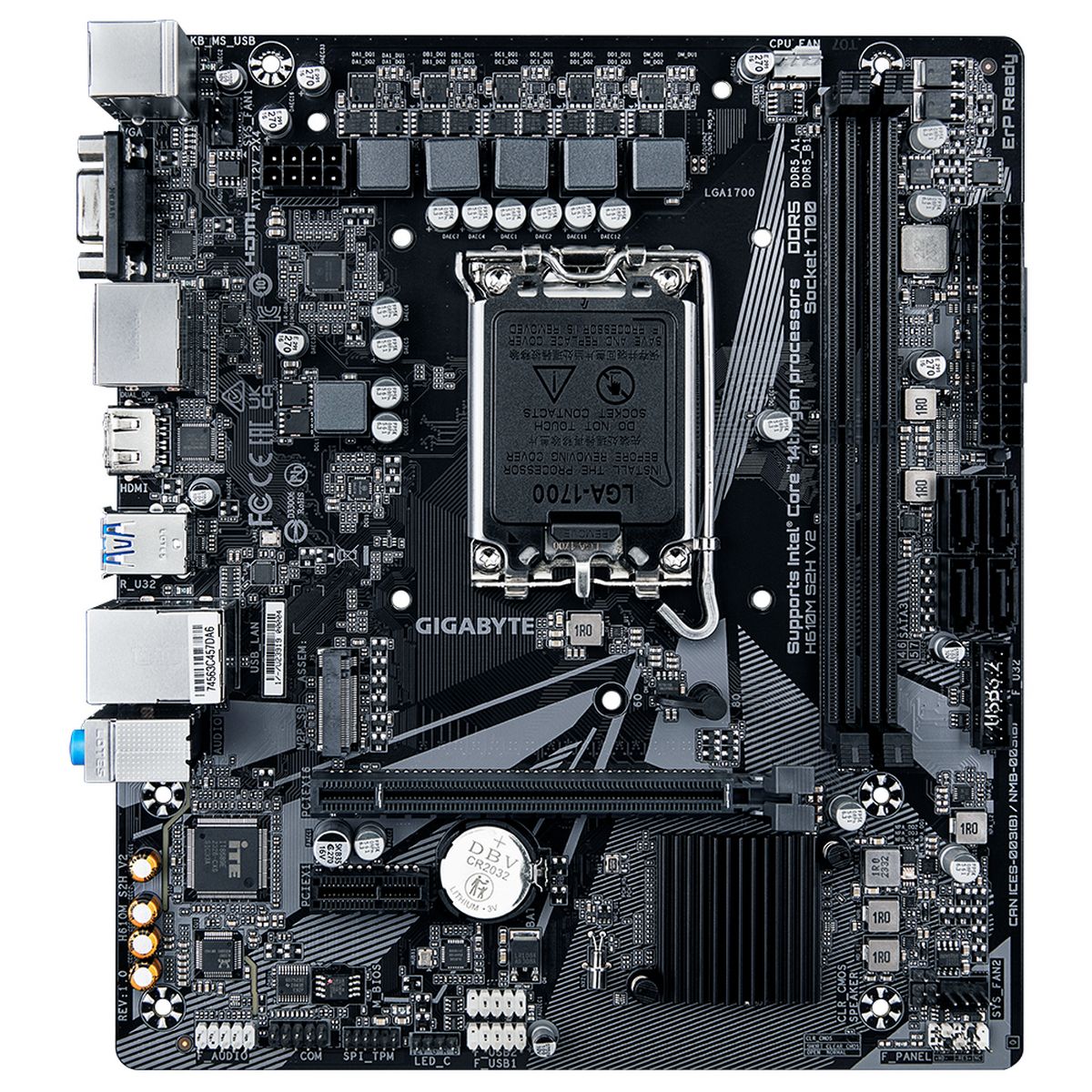 Материнская плата Gigabyte OEM H610M S2H V2, Socket 1700, Intel®H610, 2xDDR5-4800, D-SUB+HDMI+DP+DP,