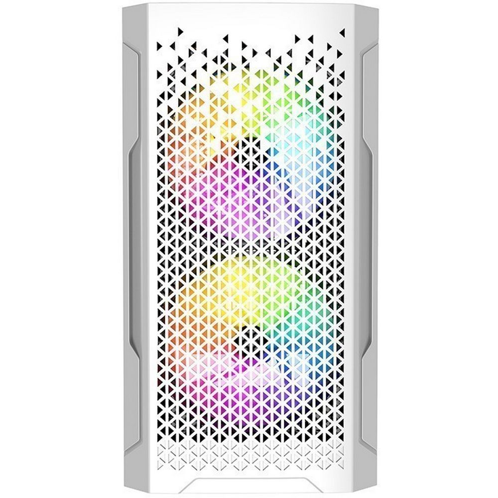 Корпус Powercase Mistral Micro Z3W Mesh LED, Tempered Glass, 2x 140mm + 1х 120mm 5-color fan, белый,