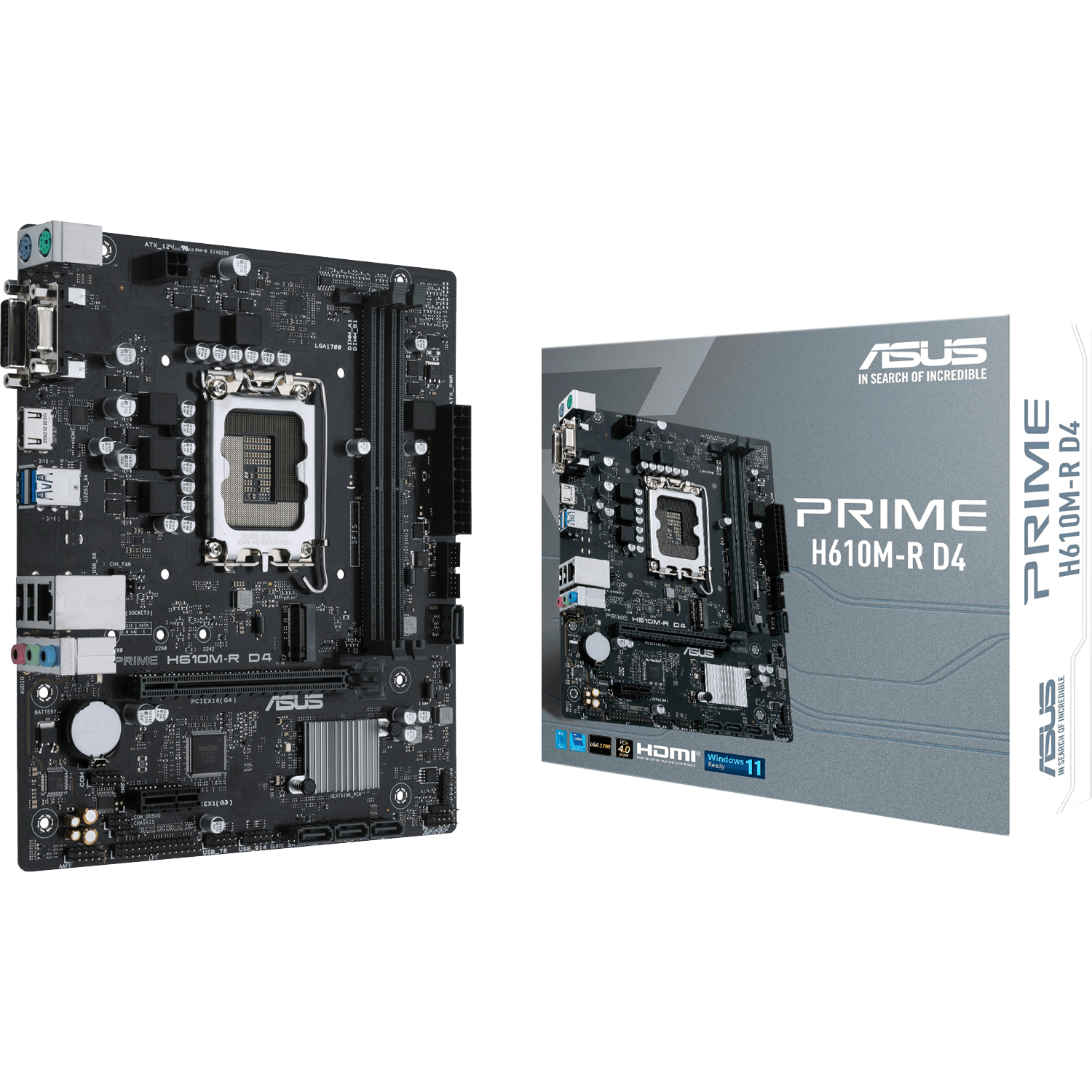 Материнская плата/ 90MB1B40-M0ECY0 MB ASUS INTEL H610 s1700, 2xDDR4(64GB), D-SUB/DVI-D/HDMI 2.1, 1xPCIe 4.0x16, 1xPCIe 3.0, 1xLAN, 4xSATA 6Gb/s, 1xM.2, 2xUSB 3.2, 2xUSB 2.0, 2xPS/2, mATX