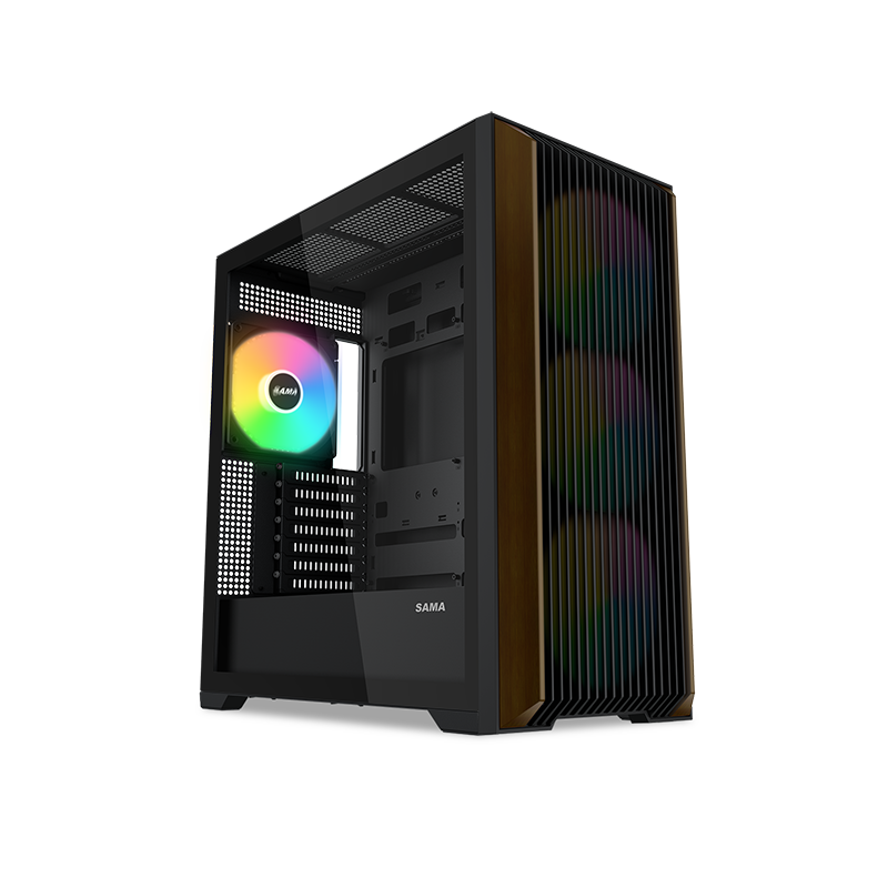 Корпус SAMA Z60 Black, Midi-Tower, TG, 4x140mm ARGB, 2xUSB 3.0 + 1xUSB 3.1 Type-C, E-ATX, ATX, mATX,