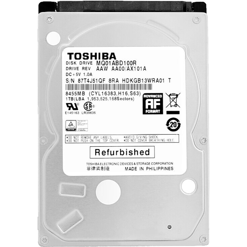 Жесткий диск Toshiba SATA 1TB 2.5" 6.0 Gbit/s 5400 rpm 8Mb OFFICIAL RECERTIFIED 1 year warranty (rep