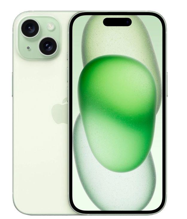 Смартфон Apple A3092 iPhone 15 128Gb зеленый моноблок 3G 4G 2Sim 6.1" 1179x2556 iOS 17 48Mpix 802.11