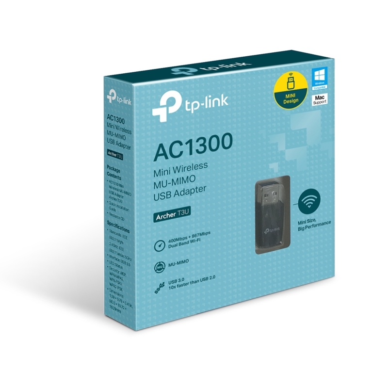 USB-адаптер TP-Link ARCHER T3U, AC1300 Mini Dual Band Wi-Fi USB Adapter
