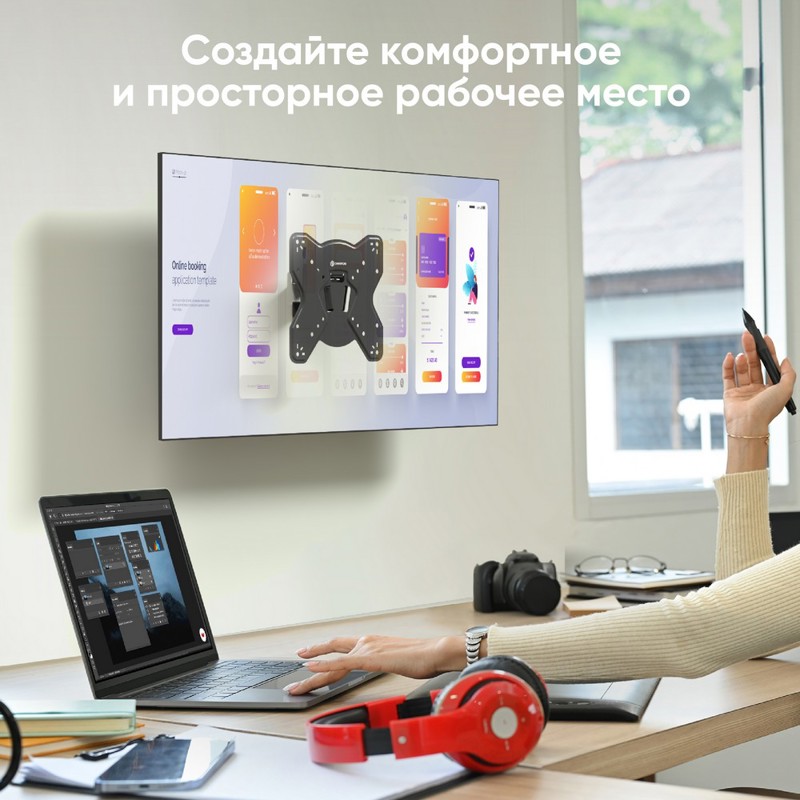 Кронштейн для телевизора Onkron M3S черный 17"-43" макс.35кг настенный поворот и наклон