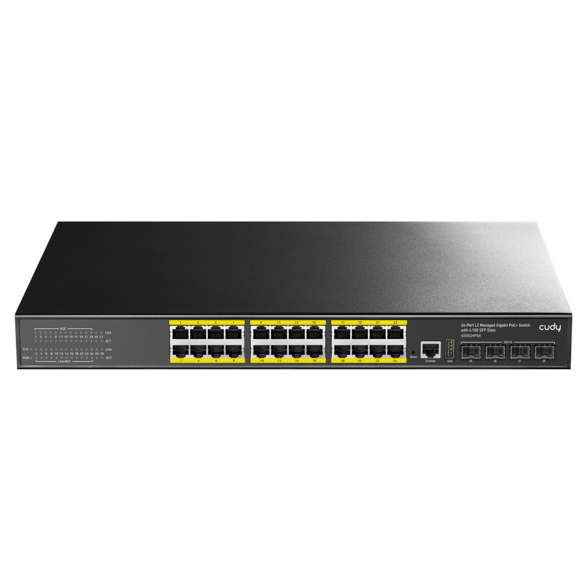 Коммутатор Cudy GS5024PS4-400W (L3) 24x1Гбит/с 4SFP+ 24PoE+ 400W управляемый