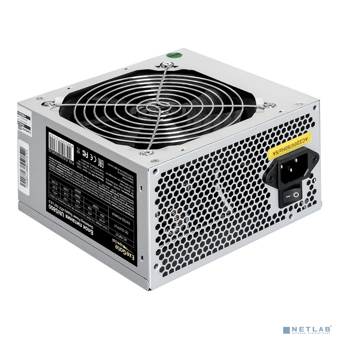 Exegate EX292165RUS Блок питания 800W  UNS800 (ATX, 12cm fan, 24pin, 2x(4+4)pin, 2xPCI-E, 5xSATA, 3x