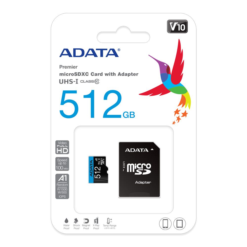 Флеш карта microSDXC 512GB A-Data AUSDX512GUICL10A1-RA1 Premier Pro + adapter