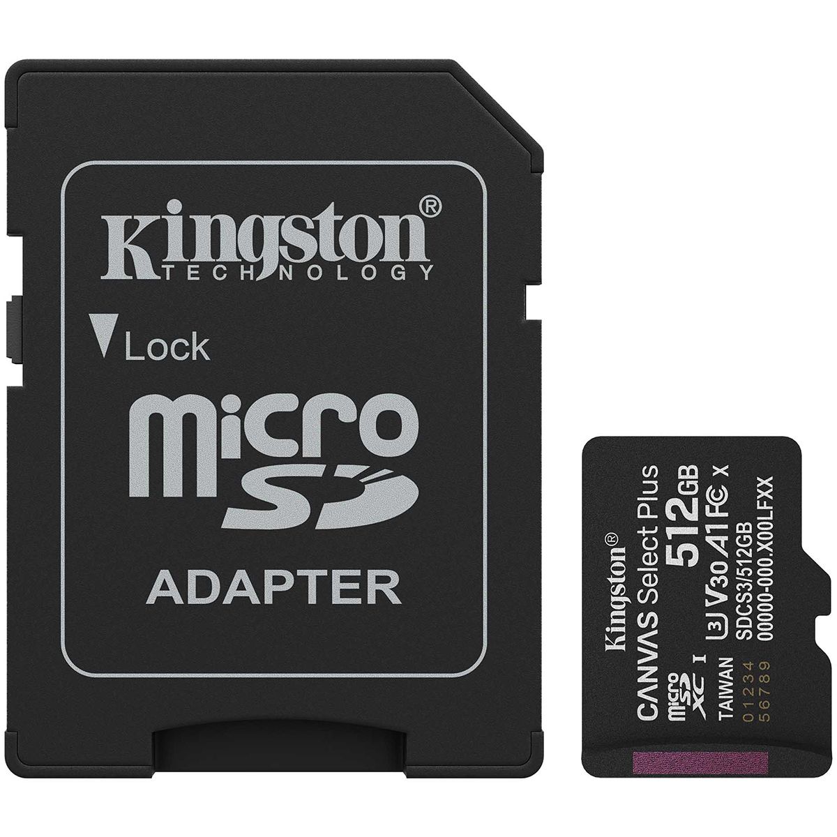 Флеш карта microSDXC 512GB Kingston SDCS3/512GB Canvas Select Plus V30 A1 + adapter