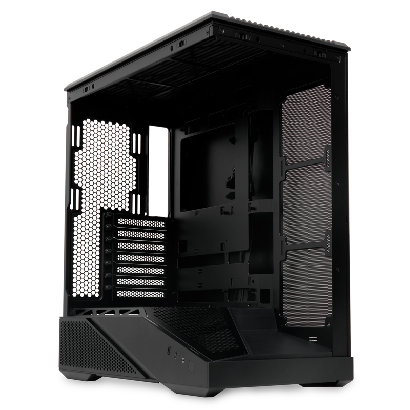 Корпус HSPD F711, Panoramic Full Tower, Black, TG, 0.7 SPCC, no fans ATX, mATX, mITX 190/420/280mm 2