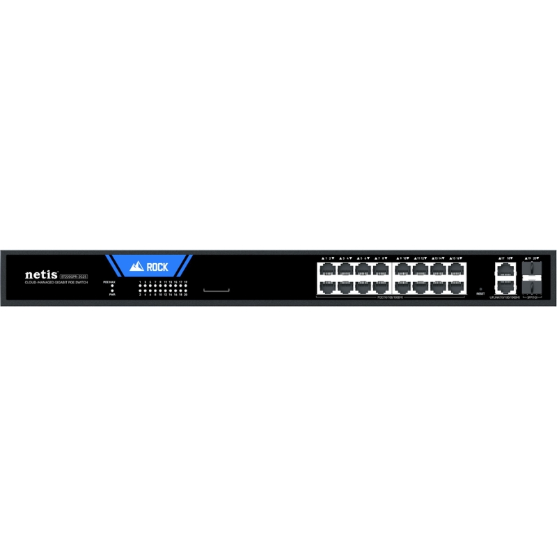 Коммутатор Netis ST220GPR-2G2S (L2) 18x1Гбит/с 2SFP 16PoE 225W настраиваемый
